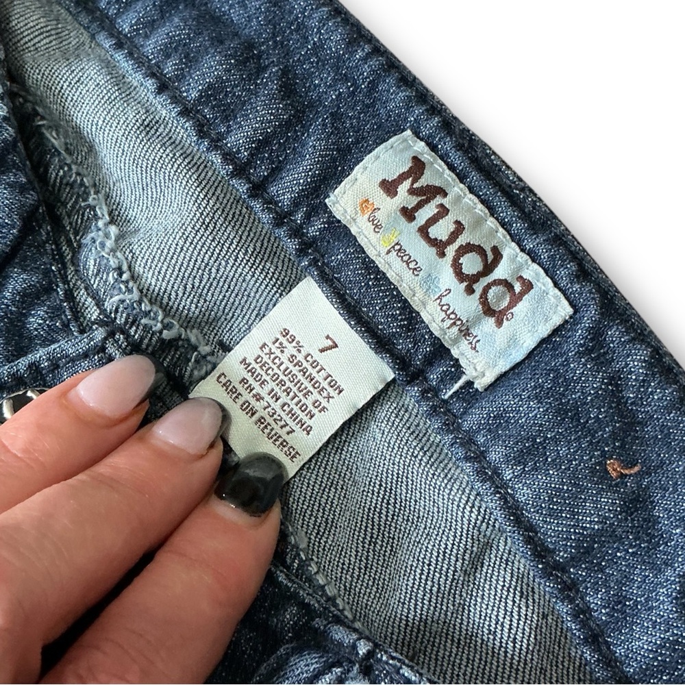 Mudd Dark Blue Distressed Flare Jeans - Picture 5 of 9